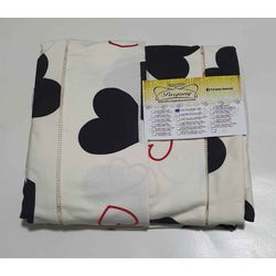 Lençol Malha Casal Padrão Estampado Coração Preto ... - Pargany