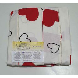 Lençol Malha Casal Padrão Estampado Coração Vermel... - Pargany