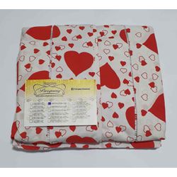 Lençol Malha Casal Padrão Estampado Coração Vermel... - Pargany