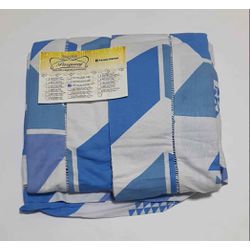 Lençol Malha Casal Padrão Estampado Geometrico Azu... - Pargany