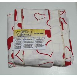 Lençol Malha Casal Padrão Estampado Coração Vermel... - Pargany