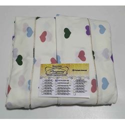 Lençol Malha Casal Padrão Estampado Coração Colori... - Pargany