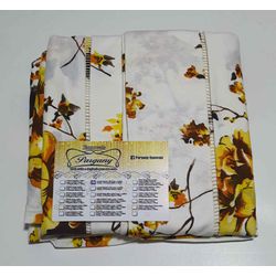 Lençol Malha Casal Padrão Estampado Florido Amarel... - Pargany