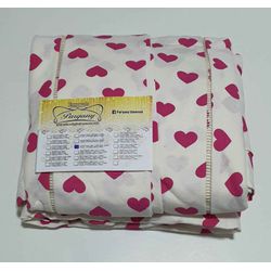 Lençol Malha Super King Estampado Coração Pink Fun... - Pargany