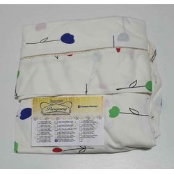 Lençol malha Solteiro Estampado Tulipa fundo Marfi... - Pargany
