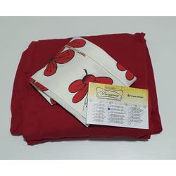Lençol Malha Queen Liso Vermelho com Fronhas estam... - Pargany