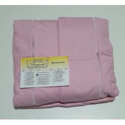 Lençol Malha Queen Liso Rosa BB elástico com 2 Fro... - Pargany