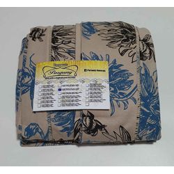 Lençol Malha Queen Estampado Florido Azul Preto co... - Pargany