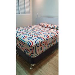 Lençol Malha Queen Estampado Geometrico com fundo ... - Pargany