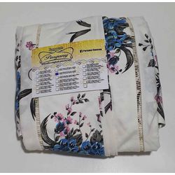 Lençol Malha Queen Estampado Florido Azul com fund... - Pargany