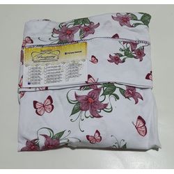 Lençol malha Solteiro Estampado Florido fundo Bran... - Pargany