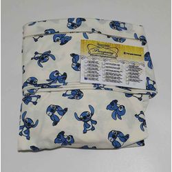 Lençol malha Solteiro Estampado Stitch Azul fundo ... - Pargany