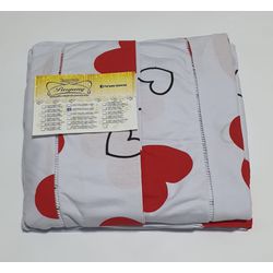 Lençol Malha Queen Estampado Coração Vermelho cont... - Pargany