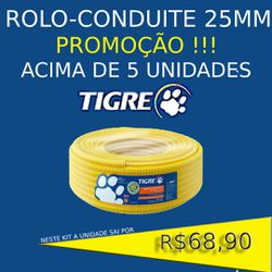 Eletroduto Corrugado Tigre Rolo 50m – Kit com 5 ou... - Paris Aqualux