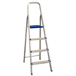 ESCADA DOMESTICA ALUMINIO 4 DEGRAUS REAL - Paris Aqualux