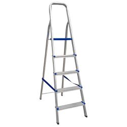 ESCADA DOMESTICA ALUMINIO 5 DEGRAU REAL - Paris Aqualux