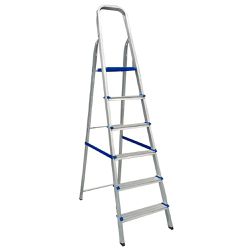 ESCADA DOMESTICA ALUMINIO 6 DEGRAU REAL - Paris Aqualux