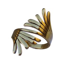 Anel Aurora Aço Inoxidável Dourado - IAN029000 - Kumbayá Joias