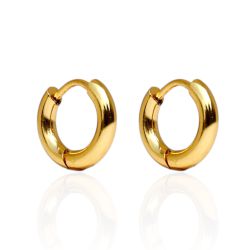 Brinco Argola Pequena Aço Inoxidável Dourado - IBR... - Kumbayá Joias