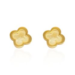Brinco Trevo Liso Aço Inoxidável Dourado - IBR2059... - Kumbayá Joias