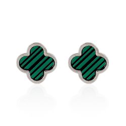 Brinco Trevo Verde Liso Aço Inoxidável - IBR206700... - Kumbayá Joias