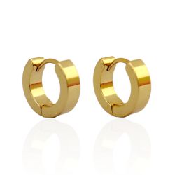 Brinco Argola Larga Pequena Aço Inoxidável Dourado... - Kumbayá Joias