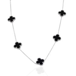 Colar Trevo Grande Preto Aço Inoxidável - ICO0649... - Kumbayá Joias