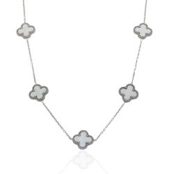 Colar Trevo Grande Branco Aço Inoxidável - ICO065... - Kumbayá Joias