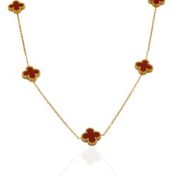 Colar Trevo Vermelho Aço Inoxidável Dourado - ICO... - Kumbayá Joias