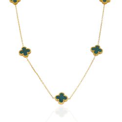 Colar Trevo Verde Aço Inoxidável Dourado - ICO0652... - Kumbayá Joias