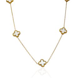 Colar Trevo Branco Aço Inoxidável Dourado - ICO065... - Kumbayá Joias