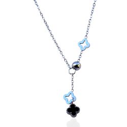 Colar Gravata com Trevos Preto Aço Inoxidável - I... - Kumbayá Joias