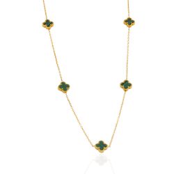 Colar Mini Trevos Verde Aço Inoxidável Dourado - I... - Kumbayá Joias