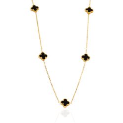 Colar Mini Trevos Preto Aço Inoxidável Dourado - ... - Kumbayá Joias