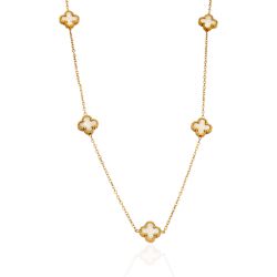 Colar Mini Trevos Branco Aço Inoxidável Dourado -... - Kumbayá Joias