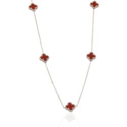 Colar Mini Trevos Vermelho Aço Inoxidável - ICO06... - Kumbayá Joias