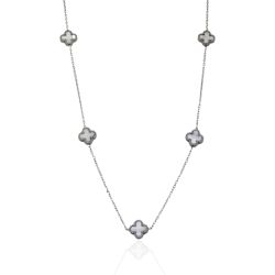 Colar Mini Trevos Branco Aço Inoxidável - ICO0672... - Kumbayá Joias