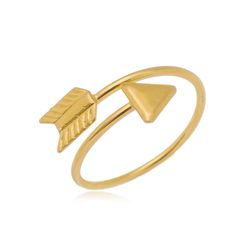 Anel Dourado Ajustável Flecha By Kumbayá - JAN0223... - Kumbayá Joias