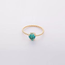 Anel Torcido Com Ponto De Luz Coração Turmalina Paraíba Semijoia Banho De Ouro 18k