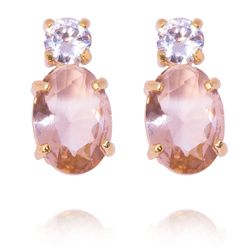 Brinco Oval Zircônia Champagne Com Ponto De Luz In... - Kumbayá Joias