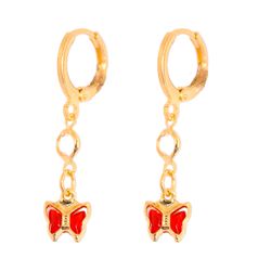 Brinco Argola com Pingente Borboleta de Zirconia V... - Kumbayá Joias