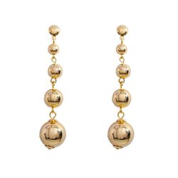 Brinco Longo com Bolas Douradas Banho de Ouro 18K ... - Kumbayá Joias