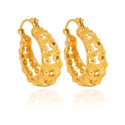 Brinco Argola Grossa Texturizada Banho de Ouro 18K... - Kumbayá Joias