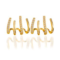 Brinco Ear Cuff Quatro Fios com Zircônia Banho de ... - Kumbayá Joias