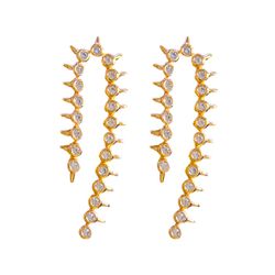 Brinco Zircônias e Spikes Banho de Ouro 18K