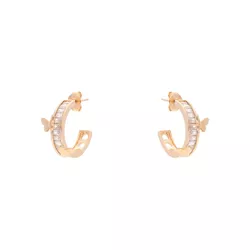 Brinco Meia Argola Zircônias Incolores e Borboleta... - Kumbayá Joias