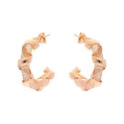 Brinco Meia Argola Trançada Com Malha De Zircônias... - Kumbayá Joias