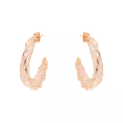 Brinco Meia Argola Dupla Trançada e Malha de Zircô... - Kumbayá Joias