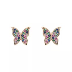 Brinco Borboleta Com Zircônias Coloridas By Kumbay... - Kumbayá Joias