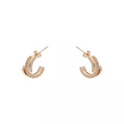 Brinco Meia Argola 3 Fios e Zircônias By Kumbayá J... - Kumbayá Joias